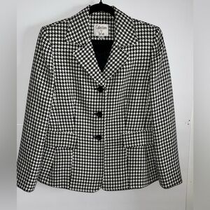 Le Suit Black and White Houndstooth Blazer